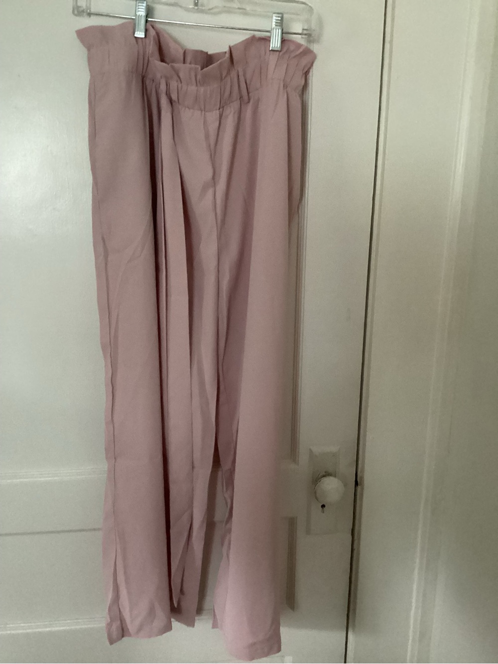 Wide Leg Paperbag Waist Pants - Dusty Pink